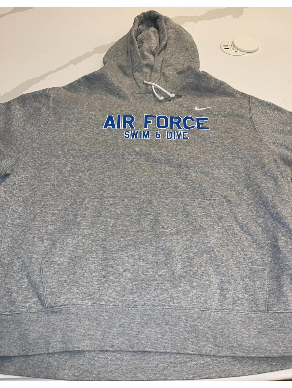 DESIGNER NIKE AIR FORCE SWIM & DIVE GRAY & BLUE HOODIE JACKET MEN'S SIZE X-LARGE